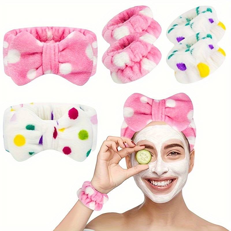 Spa Headband Face Washing Wristband Set Makeup Headband - Temu